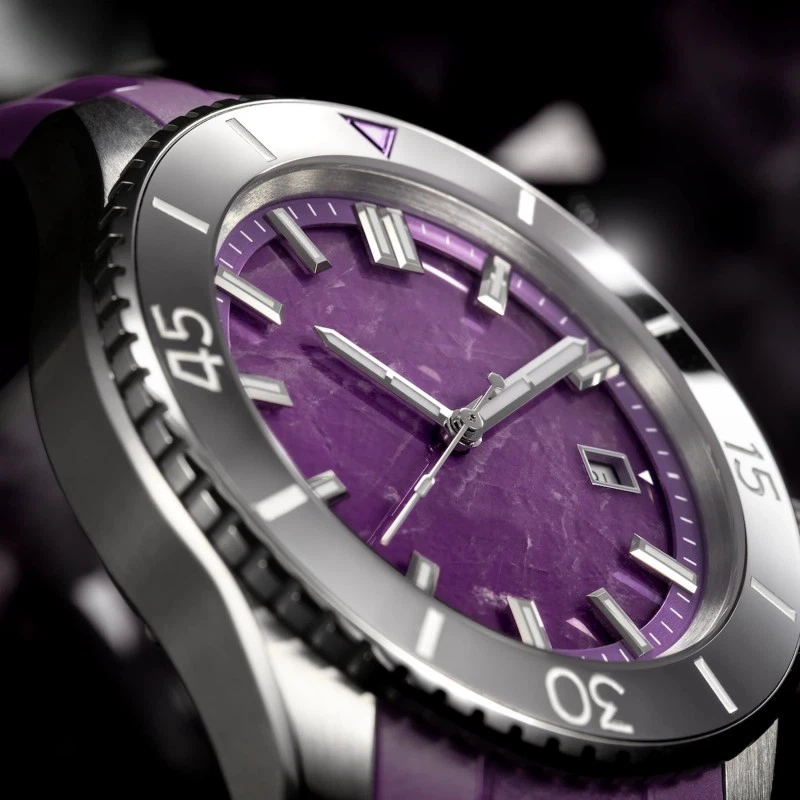 Factory Customized Natural Amethyst Dial Luxury Watch For Men