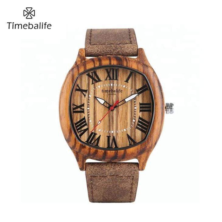 स्क्वायर पुरुषों की लकड़ी घड़ी